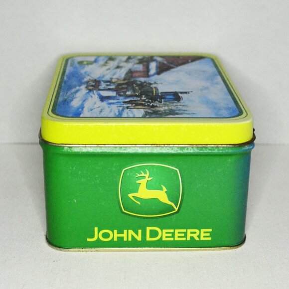 Pair Of John Deere Collector Tins Box Lunch Pail Winter Scenes Farmhouse Decor - Picture 4 of 9